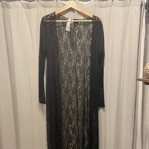Pretty long black lace duster. NWT.